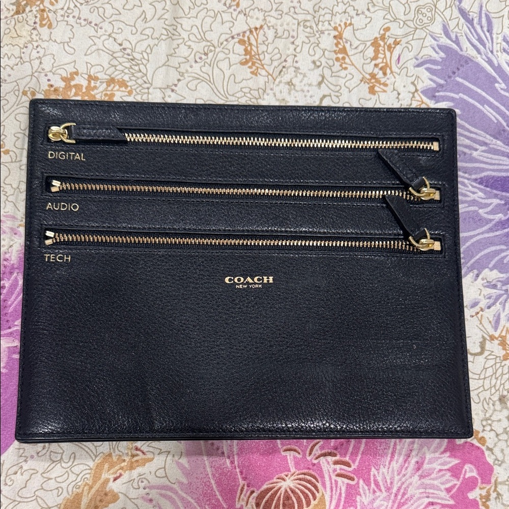 Coach Navy Leather Tech Organizer